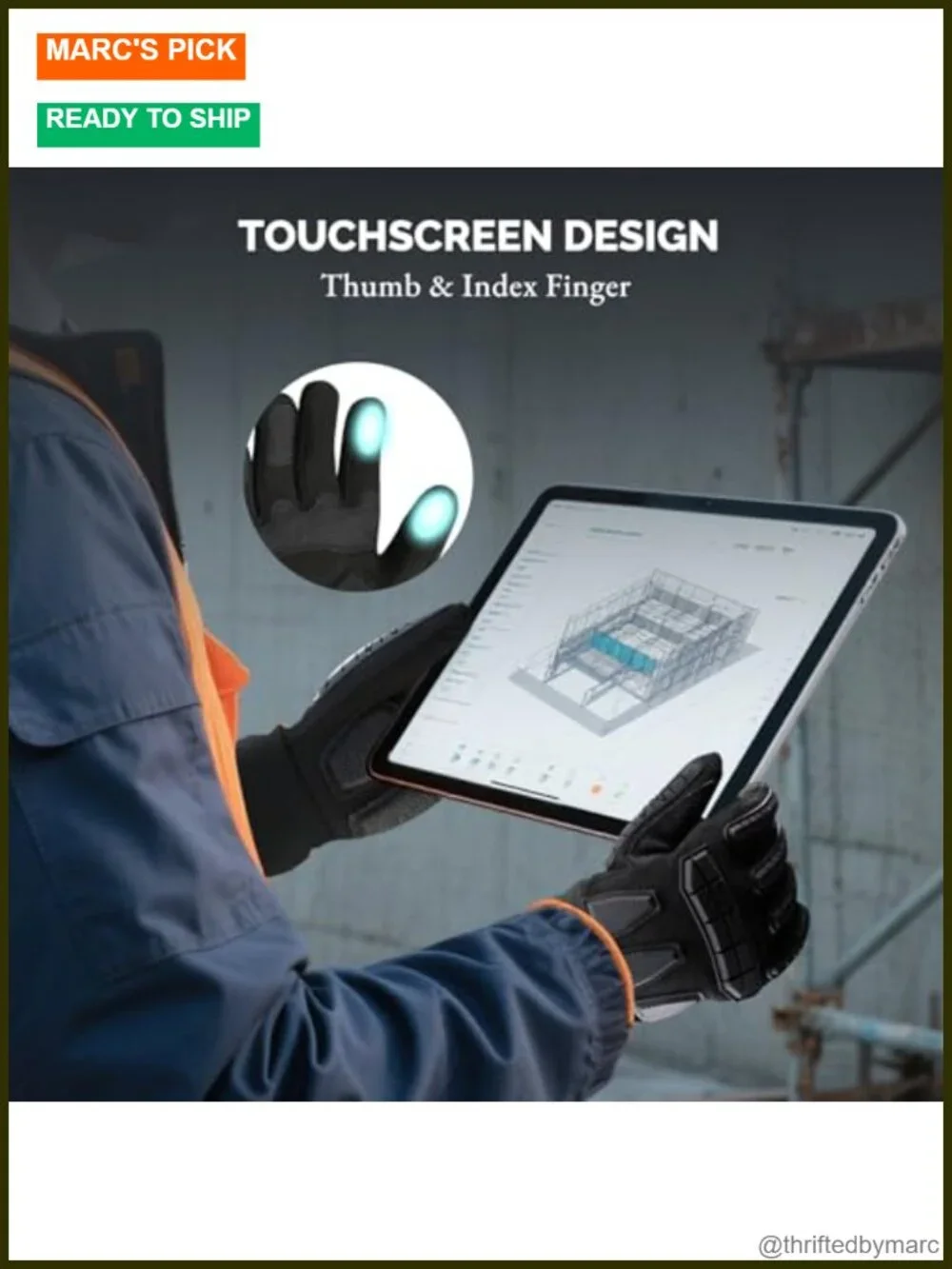 Heated Work Gloves Rechargeable 7.4V 3M Thinsulate Waterproof Touchscreen